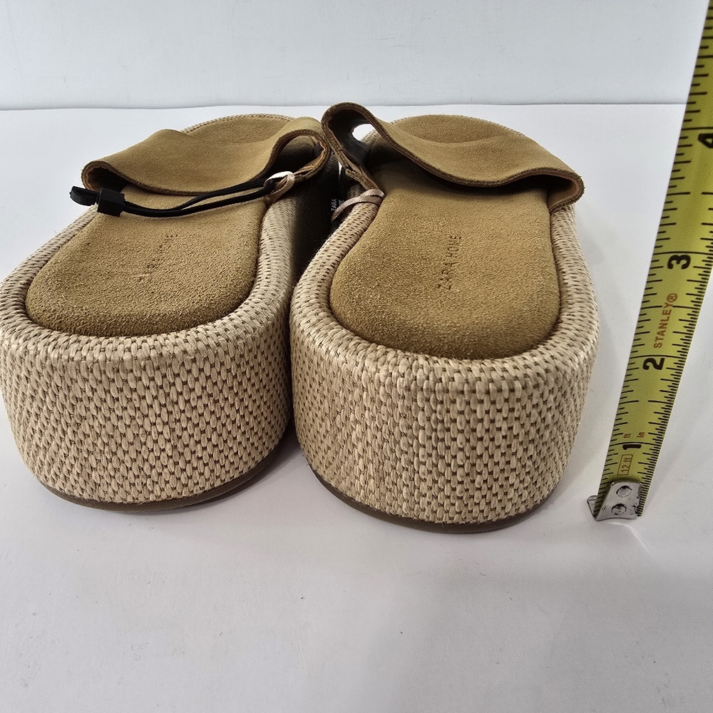Zara Home Suede Espadrille Platform Slide Slip On Sandals Jute Woven NWT Size 8 - Picture 6 of 8